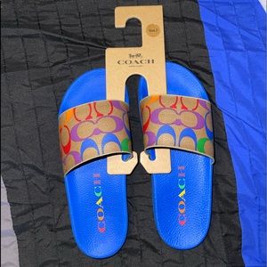 Brand New COACH Rainbow Pool Slides Size 7